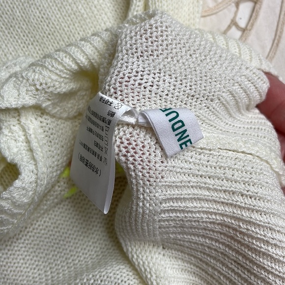 Jupe Vendue neon yellow crochet vintage crop cardigan sweater y2k - Picture 4 of 6